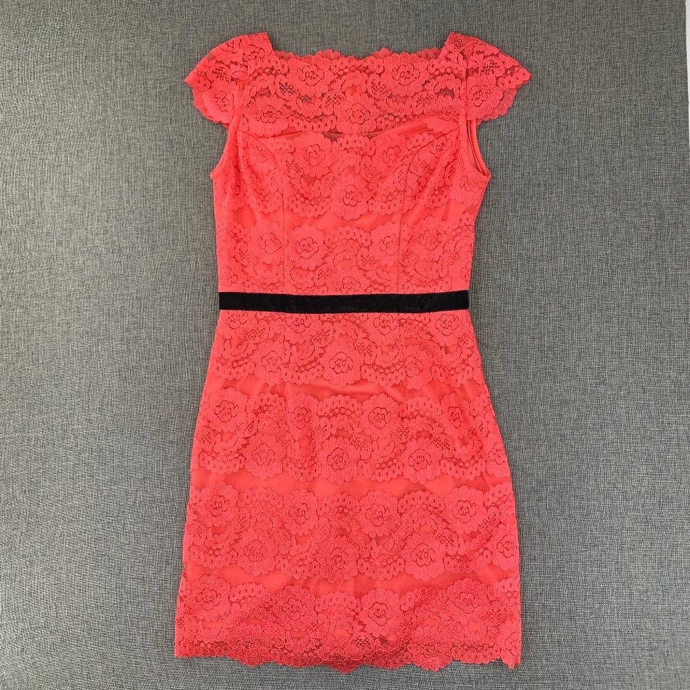 Hailey Logan By Adrianna Papell Lace Dress Elegant 3/4 Floral Black Waist